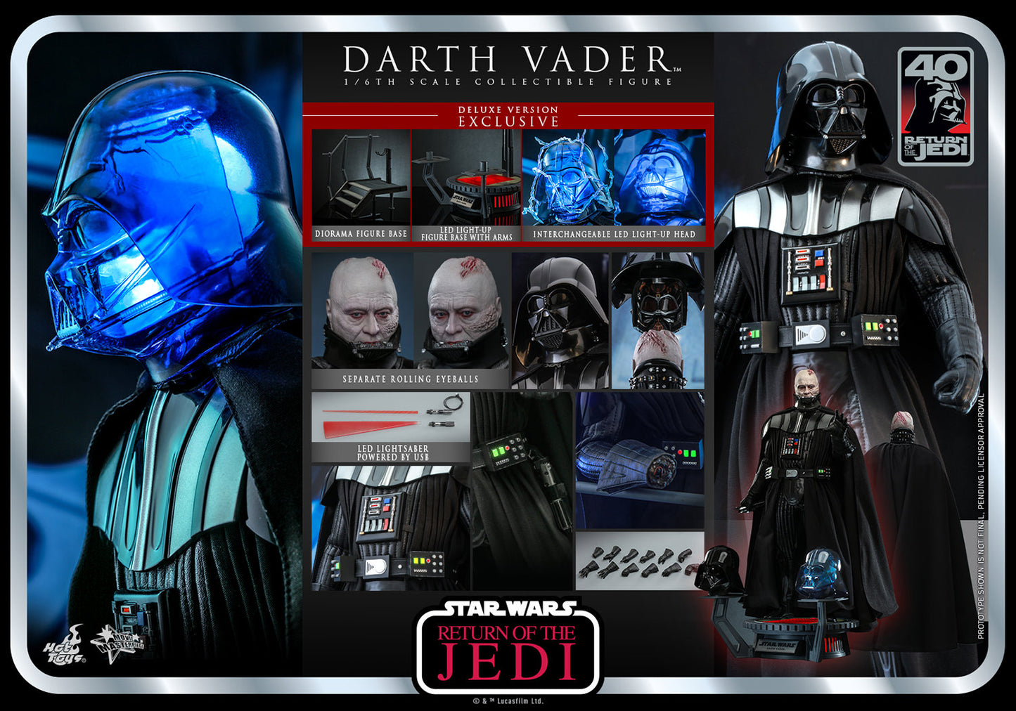 Hot Toys - MMS700 - Star Wars: Return of Jedi 40th Anniversary - 1/6 Scale Darth Vader Deluxe Version
