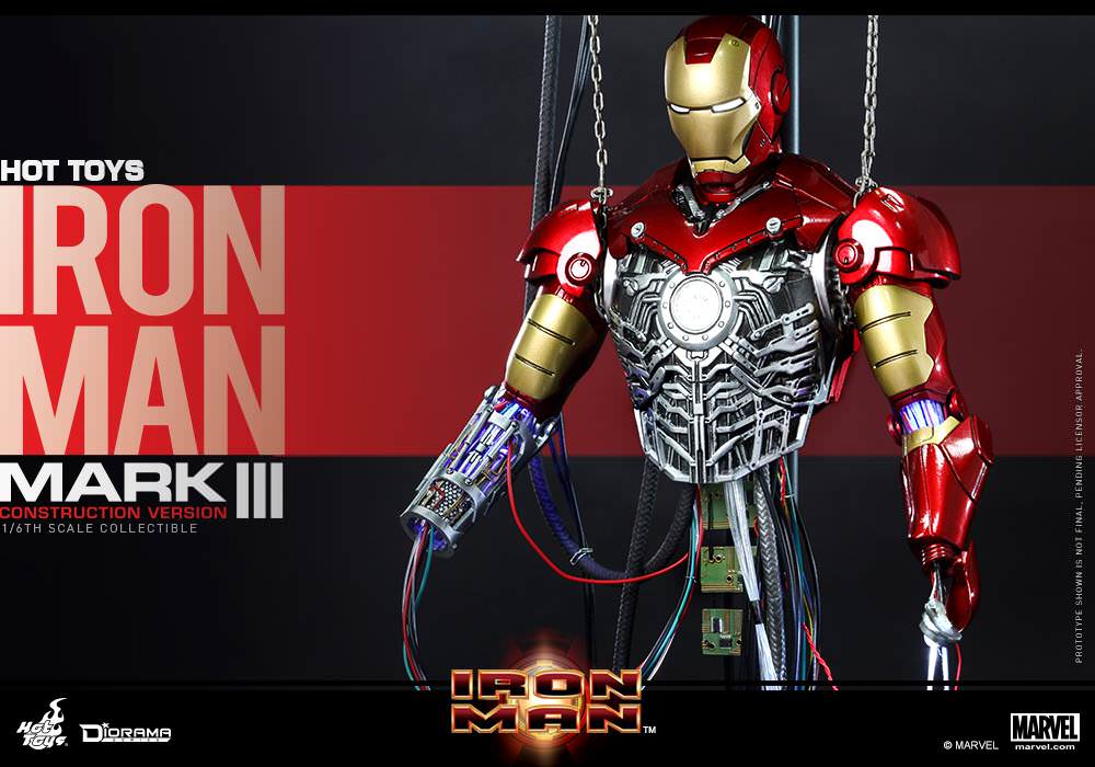 PRE-LOVED - Hot Toys - DS003 - Iron Man Mark 3 (Construction Version)