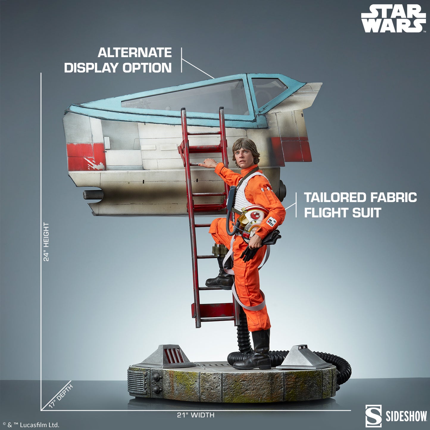 Sideshow Collectibles - Star Wars™: Luke Skywalker™ and X-Wing: Red Five, Standing By Premium Format