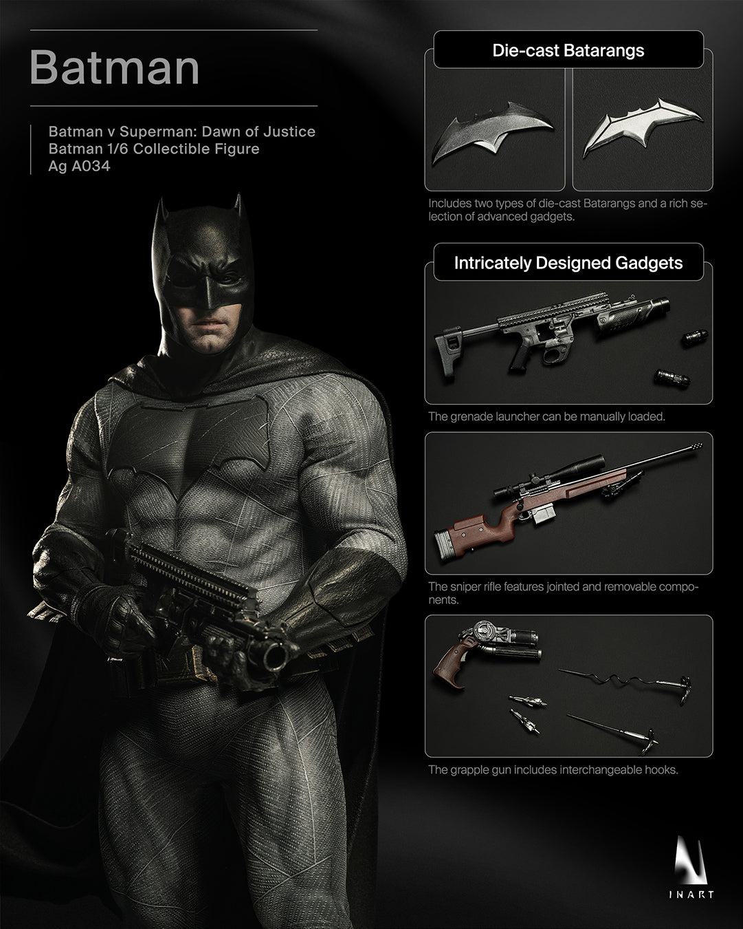 INART - Batman VS Superman Dawn of Justice: 1/6th Scale Batman Collectible Figure Pre-order NOW
