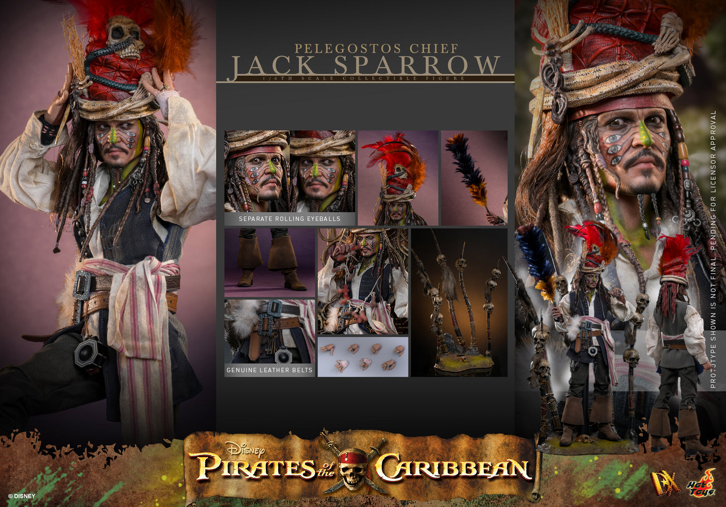 Hot Toys - DX48 - Pirates of the Caribbean: Dead Man's Chest: Pelegostos Chief Jack Sparrow 1/6th Collectibles Figure  Pre-order NOW