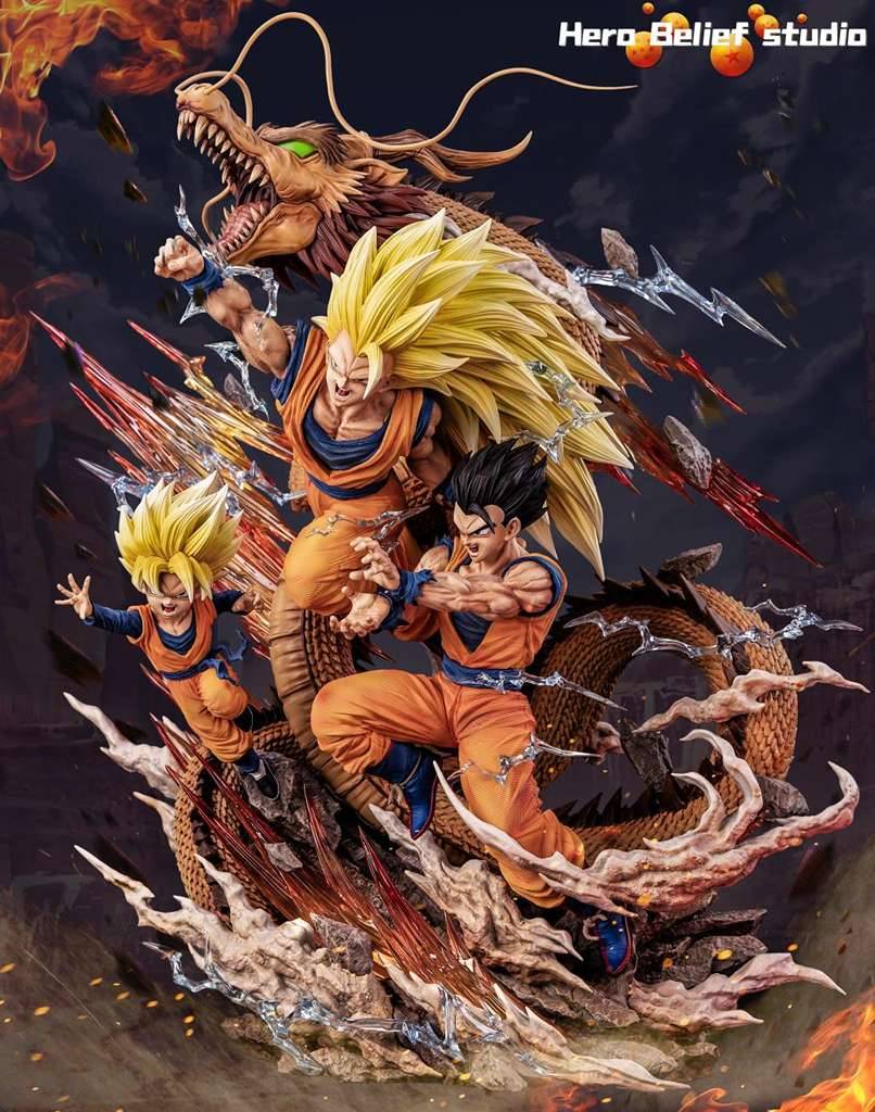 Hero Belief Studio - Dragon Ball Z: 1/6th Scale SS3 Goku, Gohan and Goten Dragon Fist GK Statue