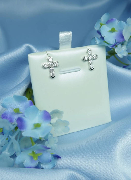 Moissanite / Sliver 925 Earrings - Cross Studs