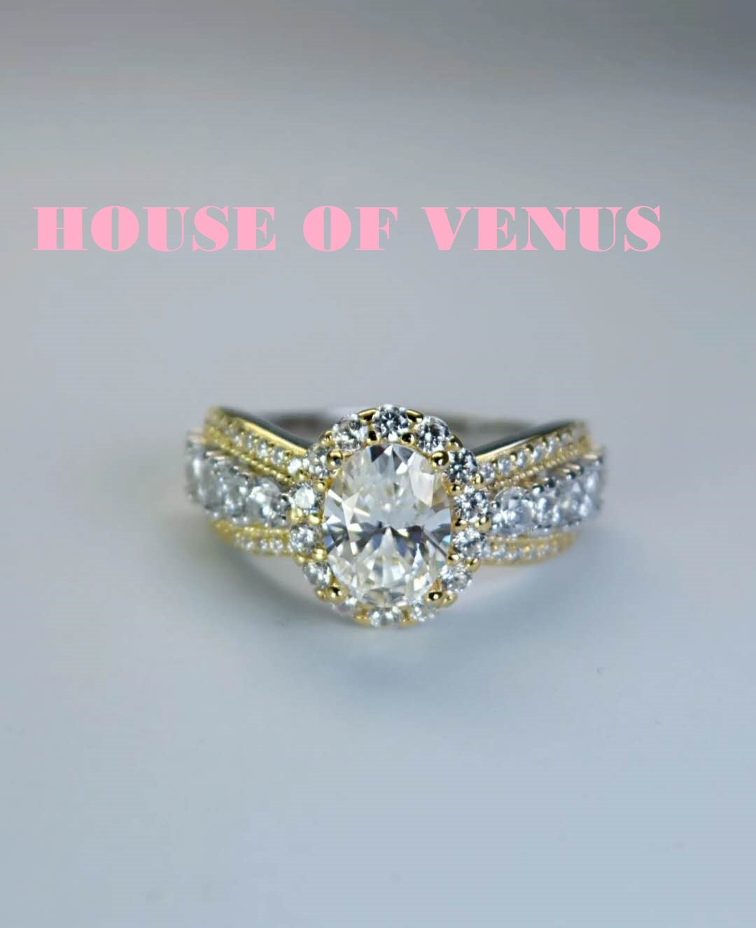 1.25ct Moissanite / 925 Silver & Gold Colour Ring - Honey Trap