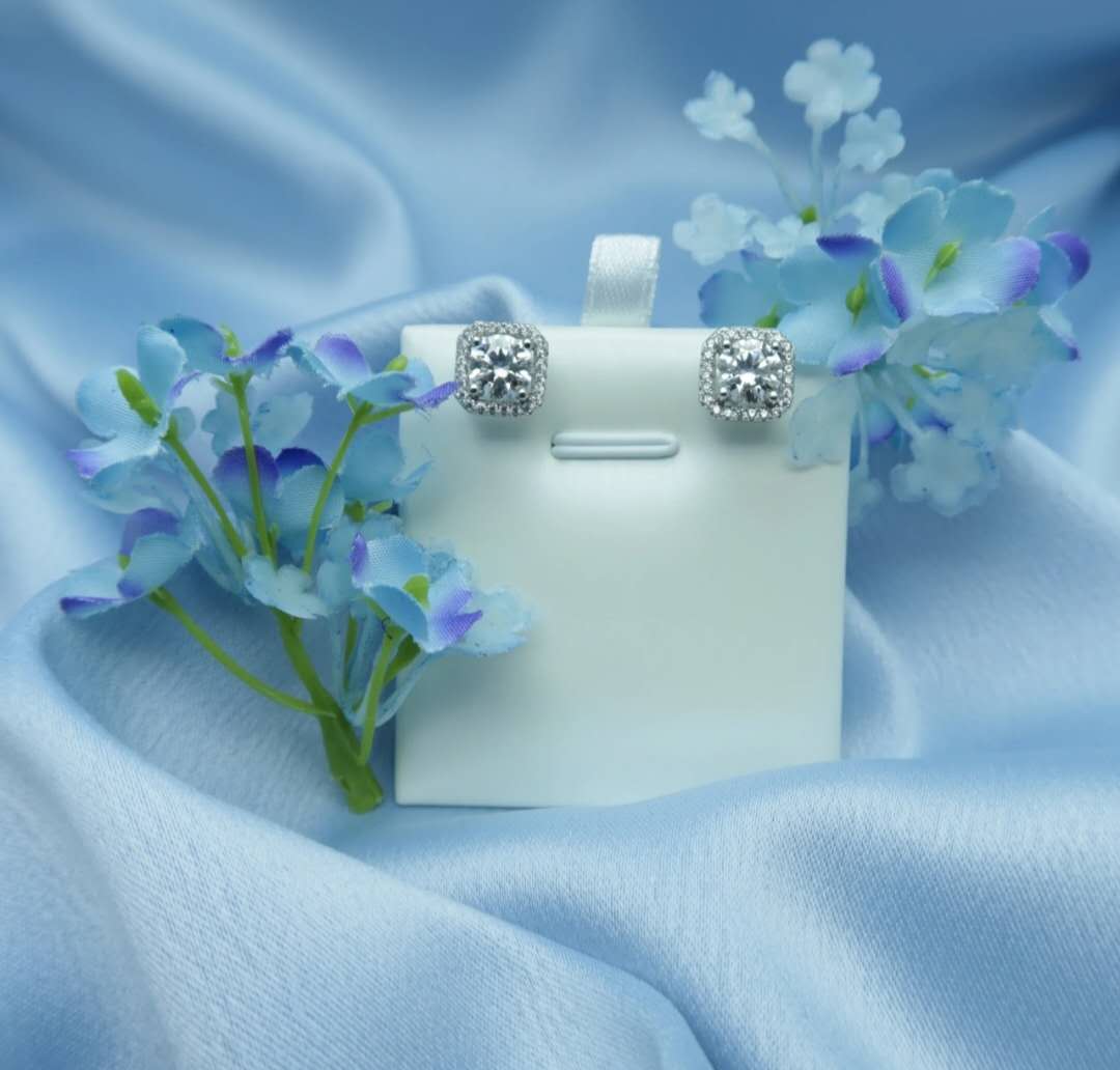 Moissanite / Silver 925 Earrings - Turtle Shell Studs