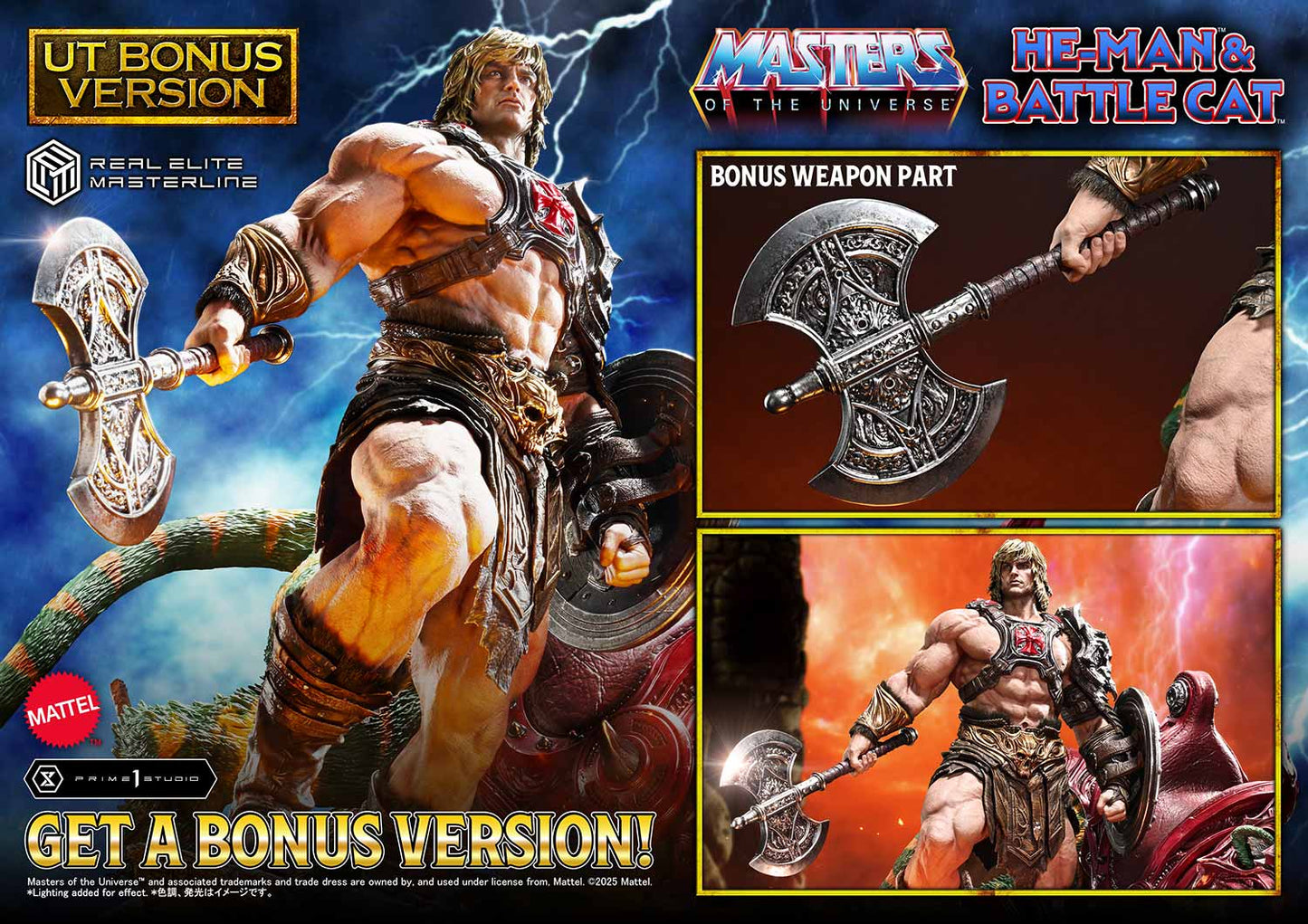 Prime 1 Studio -Masters of the Universe: 1/4 Scale He-Man & Battle Cat (Ultimate + Bonus Version) Pre-order NOW