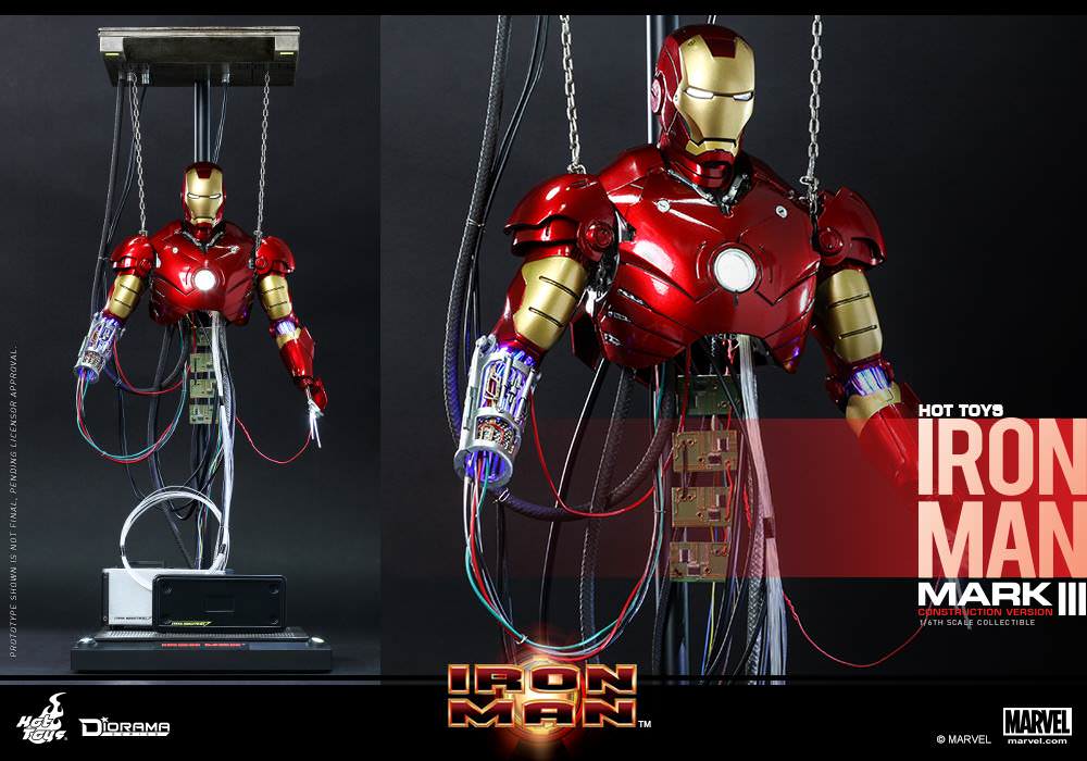 PRE-LOVED - Hot Toys - DS003 - Iron Man  Mark 3 (Construction Version)