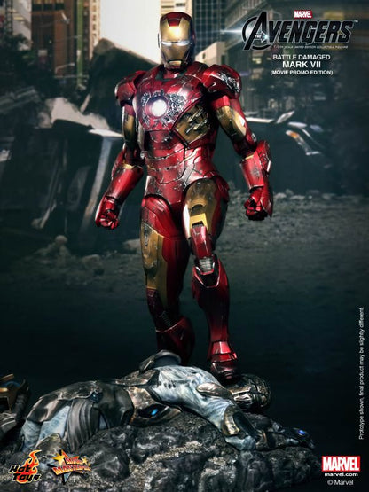 PRE-LOVED - Hot Toys - MMS196 - Avengers - Iron Man Mark VII (Battle Damaged Edition)