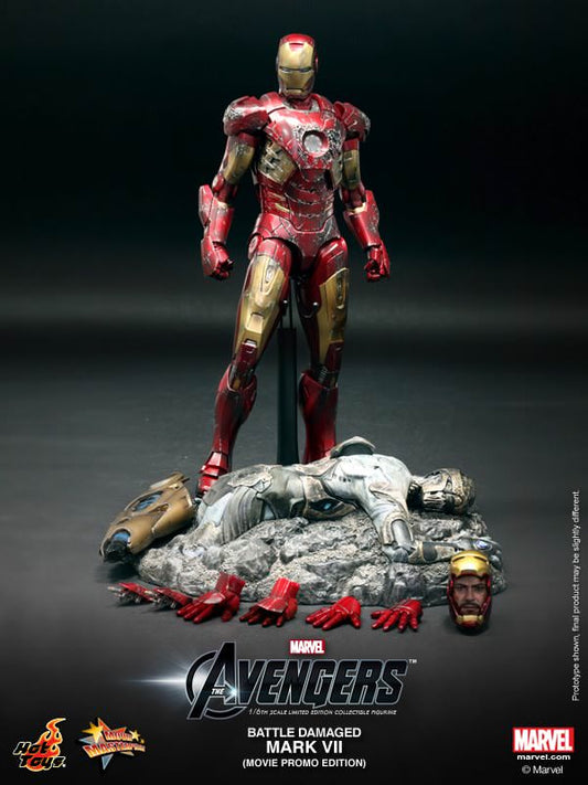 PRE-LOVED - Hot Toys - MMS196 - Avengers - Iron Man Mark VII (Battle Damaged Edition)