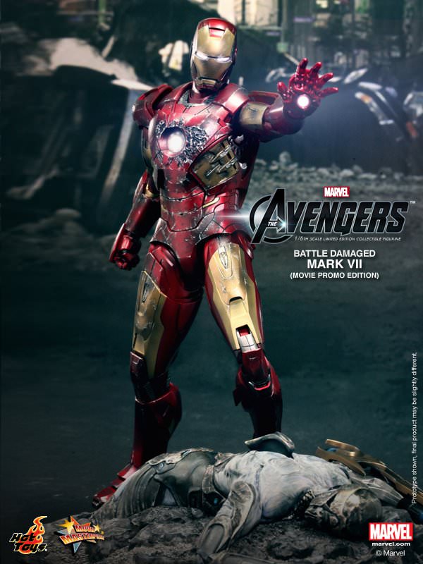 PRE-LOVED - Hot Toys - MMS196 - Avengers - Iron Man Mark VII (Battle Damaged Edition)