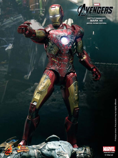 PRE-LOVED - Hot Toys - MMS196 - Avengers - Iron Man Mark VII (Battle Damaged Edition)