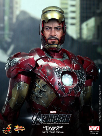 PRE-LOVED - Hot Toys - MMS196 - Avengers - Iron Man Mark VII (Battle Damaged Edition)