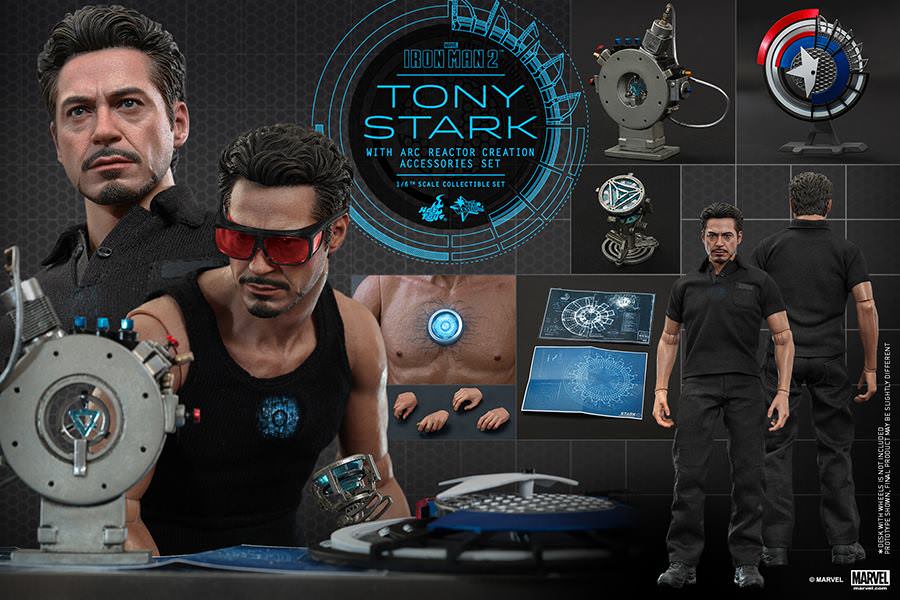 PRE-LOVED - Hot Toys - MMS273 - Iron Man 2: Tony Stark w/ Arc Reactor Creation Accessories Set