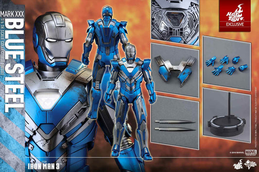 PRE-LOVED - Hot Toys - MMS391 - Iron Man 3: Iron Man Mark 30 Blue Steel