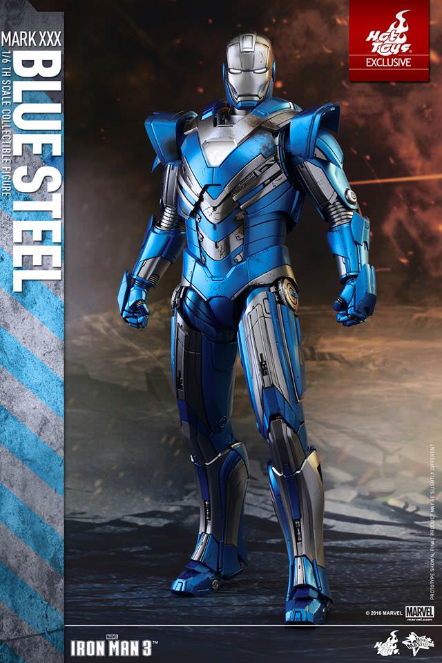 PRE-LOVED - Hot Toys - MMS391 - Iron Man 3: Iron Man Mark 30 Blue Steel