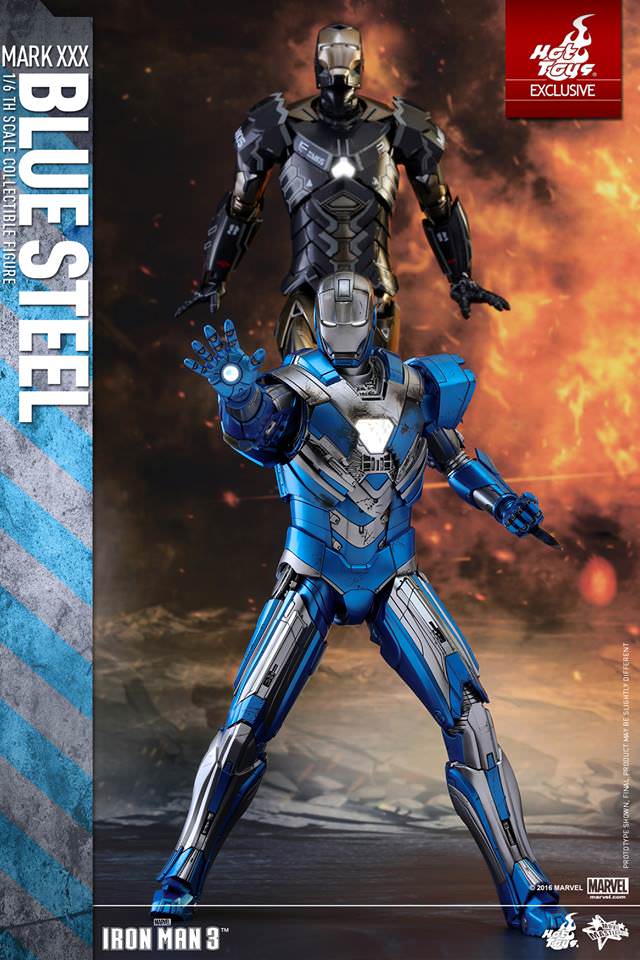 PRE-LOVED - Hot Toys - MMS391 - Iron Man 3: Iron Man Mark 30 Blue Steel