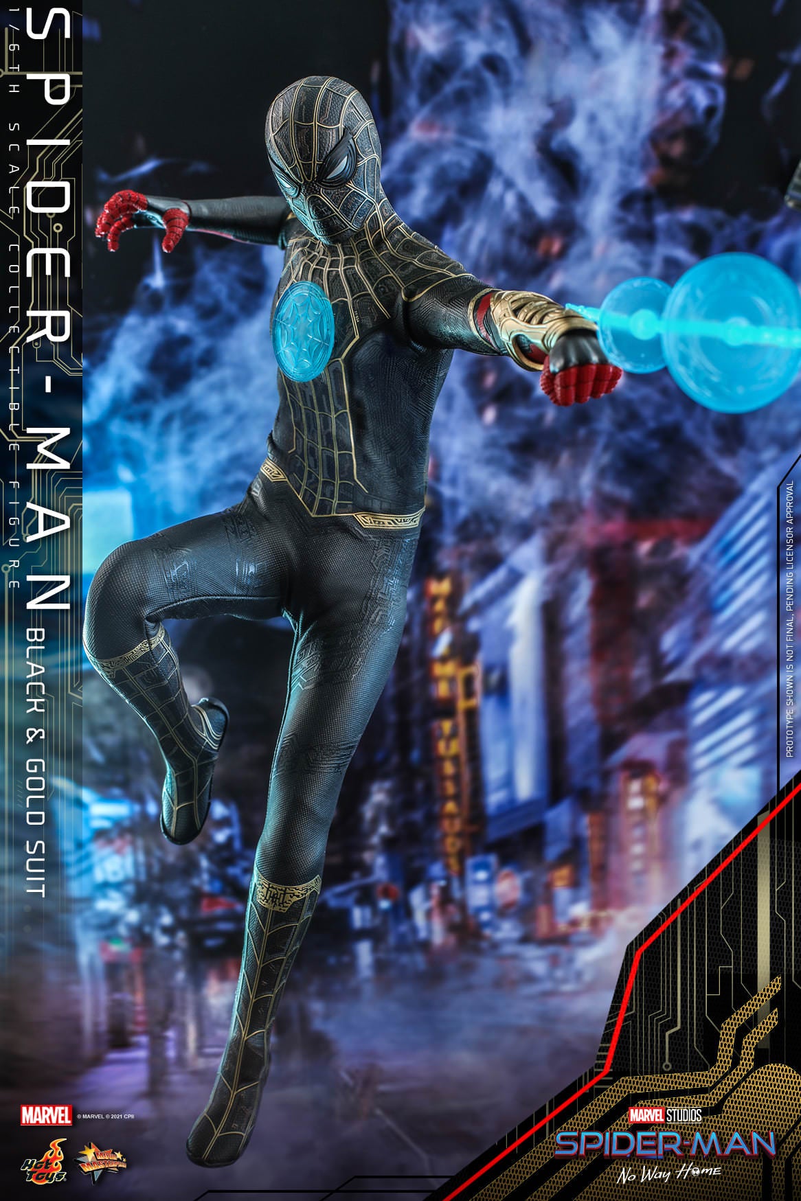 PRE-LOVED - Hot Toys - MMS604 - Spider-Man : No Way Home: Black & Gold Suit
