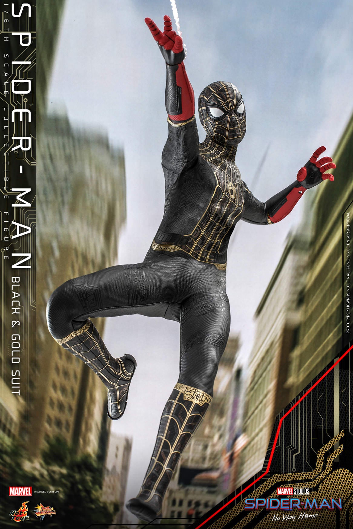 PRE-LOVED - Hot Toys - MMS604 - Spider-Man : No Way Home: Black & Gold Suit